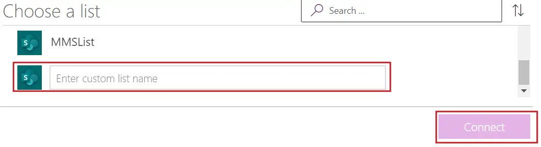 powerapp connect to list